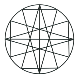 A black and white picture of an enneagram symbol.